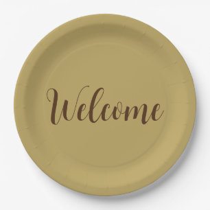 Hazelnut Colour Welcome Professional Name Template Paper Plate