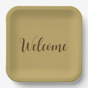 Hazelnut Colour Welcome Professional Name Template Paper Plate