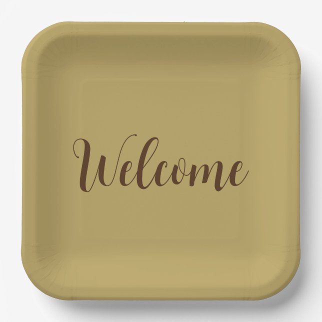 Hazelnut Colour Welcome Professional Name Template Paper Plate (Front)