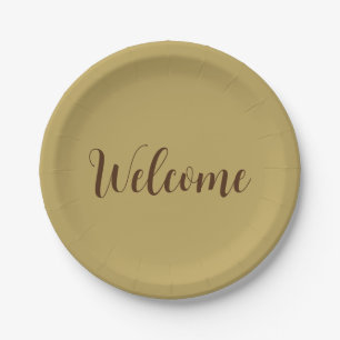 Hazelnut Colour Welcome Professional Name Template Paper Plate