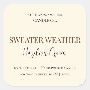 Hazelnut Cream   Cozy Neutral Soy Candle Label