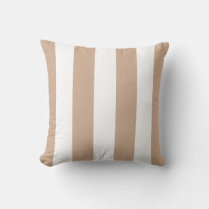 Hazelnut Latte and White Striped Throw Pillow