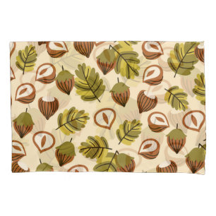 Hazelnut Leaves Acorns Seamless Pattern Pillowcase