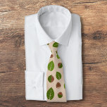 Hazelnuts Pattern Tie<br><div class="desc">A man's tie with a pattern of hazelnuts and its green leaves on a light brown background. A lovely gift for a lover of nuts, a vegan, etc.</div>