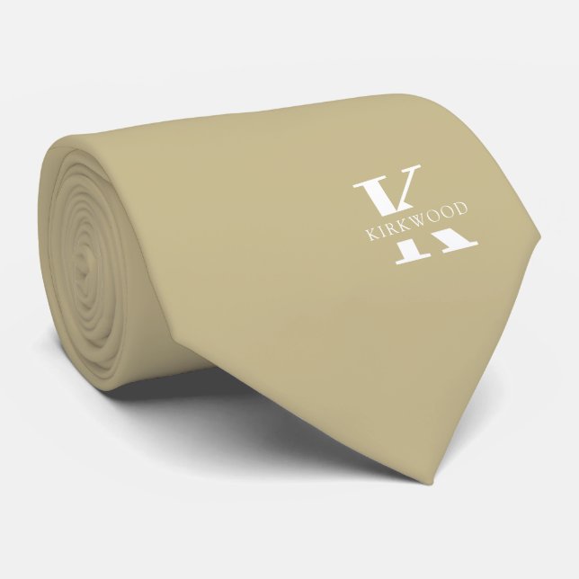 Hazelwood Elegant Monogram + Name | One-Sided Tie (Rolled)