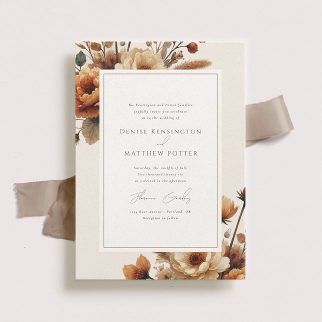 Hazelwood Fall Watercolor Floral Wedding Invitation (Creator Uploaded)