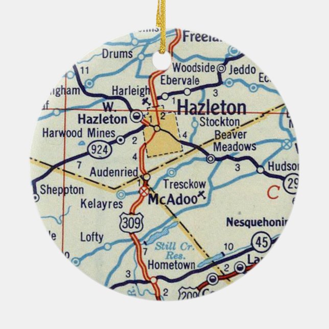 Hazleton PA Ceramic Tree Decoration (Back)