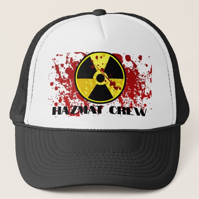 Hazmat Crew Black And White Bloody Trucker Hat (Front)