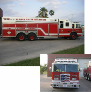 HazMat Rescue Fire Truck Standing Photo Sculpture