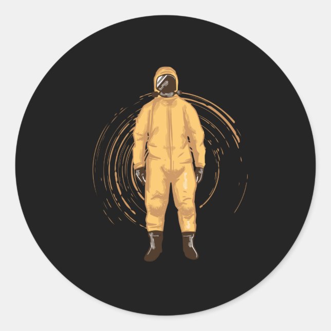 Hazmat suit classic round sticker (Front)
