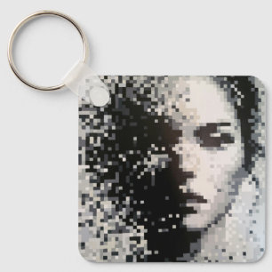 Hazy black and white portrait key ring