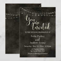 Hazy Black, Light String "You Are Invited" Wedding