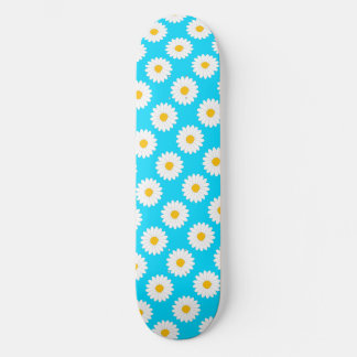 Hazy Daisy Flower Pattern Sky Blue Skateboard