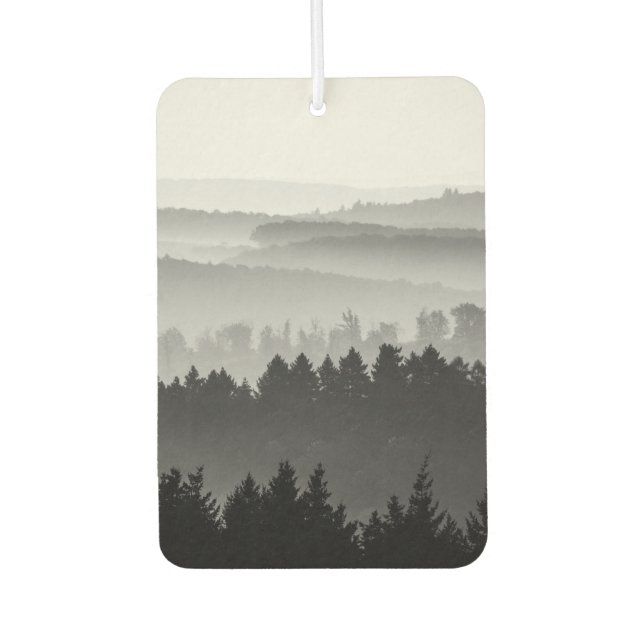 Hazy Forest Hills Black and White Landscape Photo Car Air Freshener (Front)