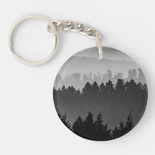 Hazy Forest Landscape Photo Key Ring