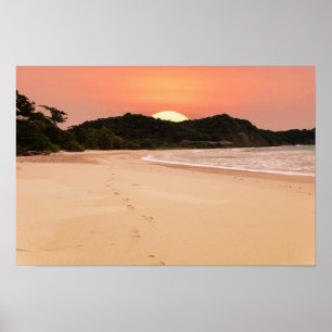 Hazy Orange Sunset Poster