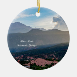 Hazy Pikes Peak Sunset Circle Ornament