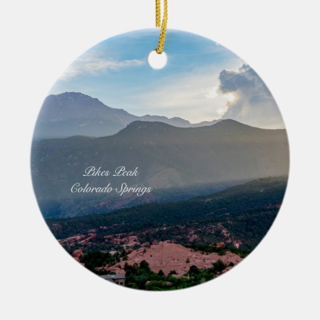 Hazy Pikes Peak Sunset Circle Ornament (Front)
