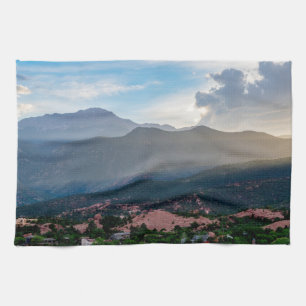 Hazy Pikes Peak Sunset Kitchen Towel