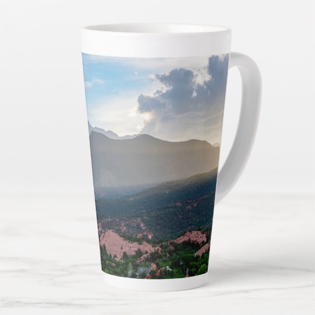 Hazy Pikes Peak Sunset Latte Mug (Right Angle)
