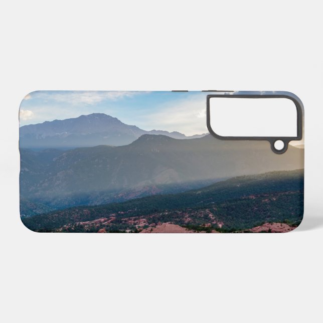 Hazy Pikes Peak Sunset Samsung Phone Case (Back Horizontal)