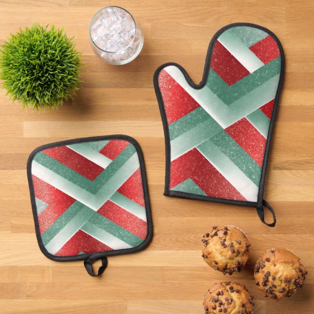 Hazy Sun Festive  Oven Mitt & Pot Holder Set (Top Down)