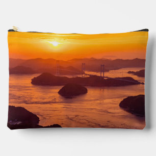 Hazy sunset on Kurushima Kaikyo Bridge and Kurushi Accessory Pouch