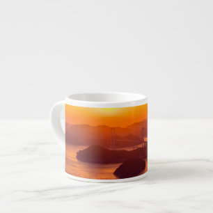 Hazy sunset on Kurushima Kaikyo Bridge and Kurushi Espresso Cup