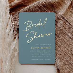 Hazy Teal   Boho Minimalist Script Bridal Shower