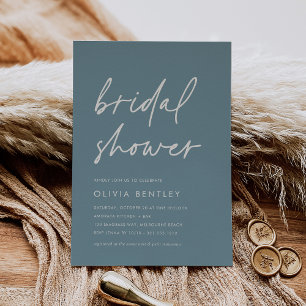 Hazy Teal Minimalist Script Bridal Shower Invitation