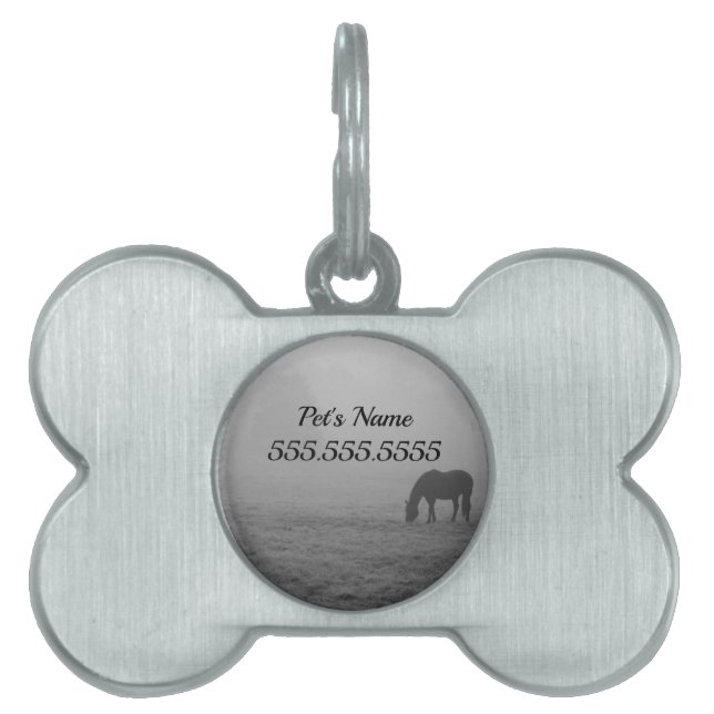 Hazzy Grazing Grayscale Pet ID Tag (Front)