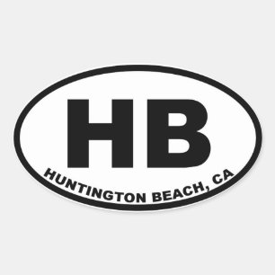 HB Huntington Beach Oval Sticker