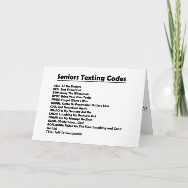 HB TEXTING OR HAPPY BIRTHDAY FOR OVER THE HILL CARD (Front)