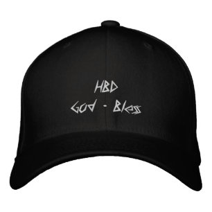 HBD God Bless Front - M Back Black Flexfit Wool Embroidered Hat