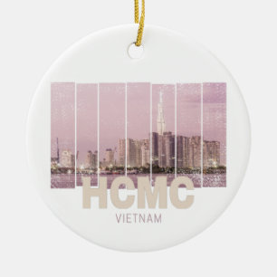 HCMC Saigon (Ho-Chi-Minh-City) Skyline Vietnam Ceramic Tree Decoration