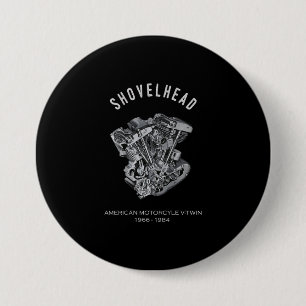 HD Motorcycle Vtwin Shovelhead Engine Drawing Bike 7.5 Cm Round Badge