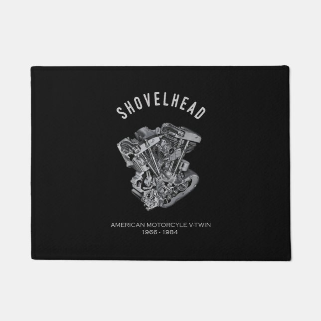 HD Motorcycle Vtwin Shovelhead Engine Drawing Bike Doormat (Front)