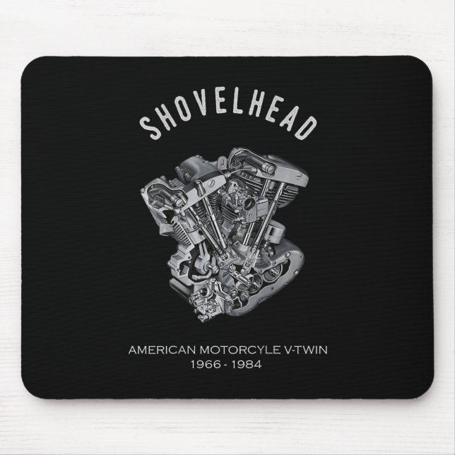 HD Motorcycle Vtwin Shovelhead Engine Drawing Bike Mouse Mat (Front)