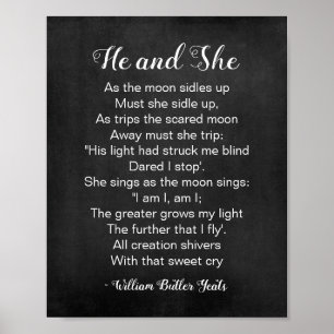 He and She Poem Black and White Poster