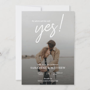 He Asked and She Said Yes Photo Engagement Party Invitation