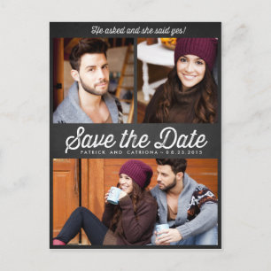 He asked, and she said yes! Save the Date Postcard