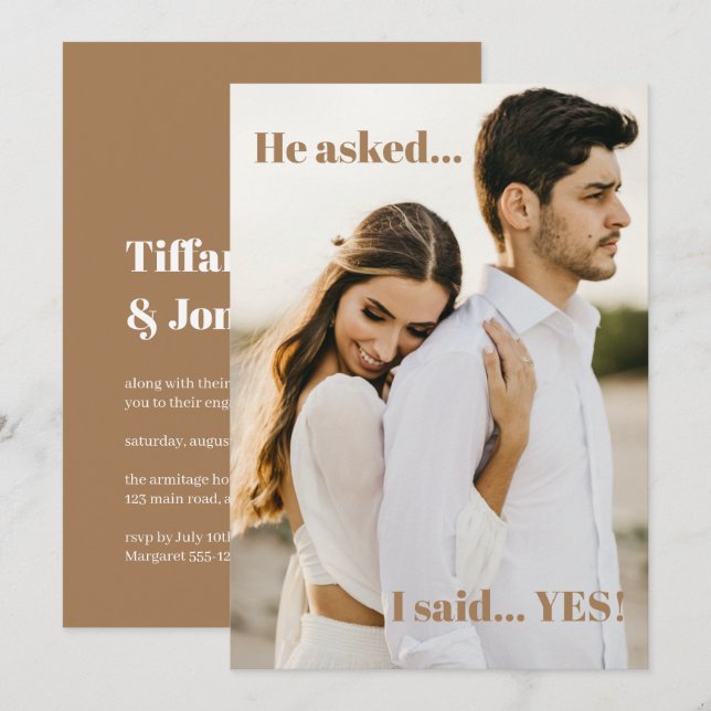 He Asked I Said Yes Engagement Party Invitation (Front/Back)