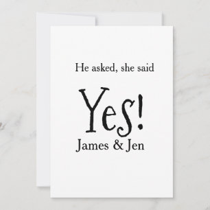 He asked she said yes engagement party name simple invitation