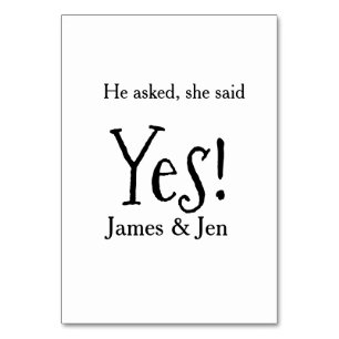 He asked she said yes engagement party name simple table number