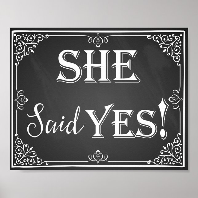 He asked she said yes engagement photo prop sign (Front)