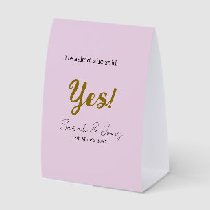 He asked she said yes engagement simple gold purpl