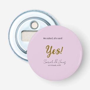 He asked she said yes engagement simple gold purpl bottle opener