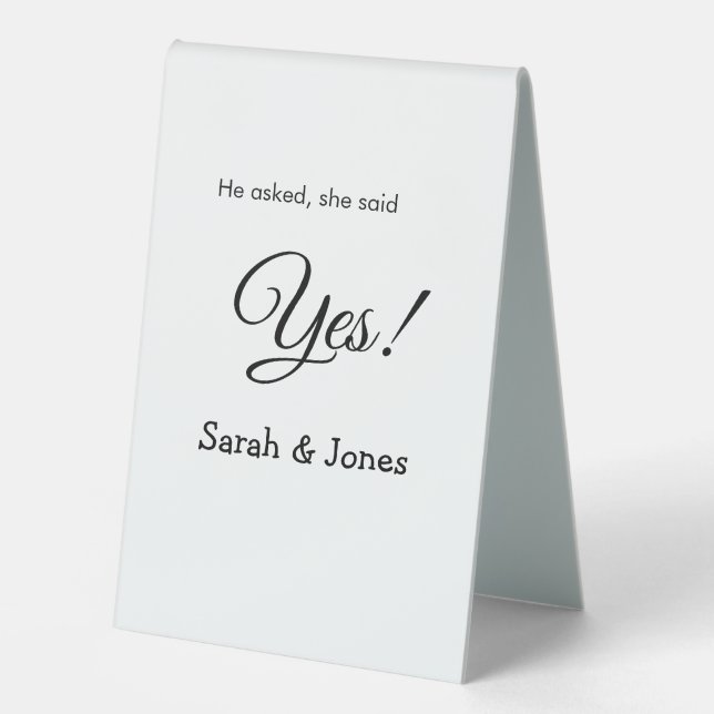 He asked she said yes engagement simple minimal  (Front)