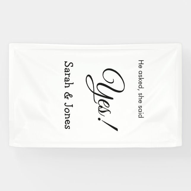 He asked she said yes engagement simple minimal  banner (Horizontal)