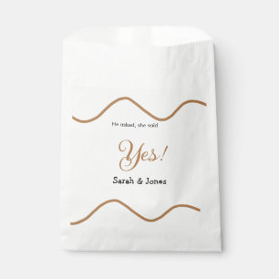 He asked she said yes engagement simple minimal  favour bags